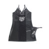 Subblime - 957520 Robe En Cuir Avec Dentelle Florale Noire S/M